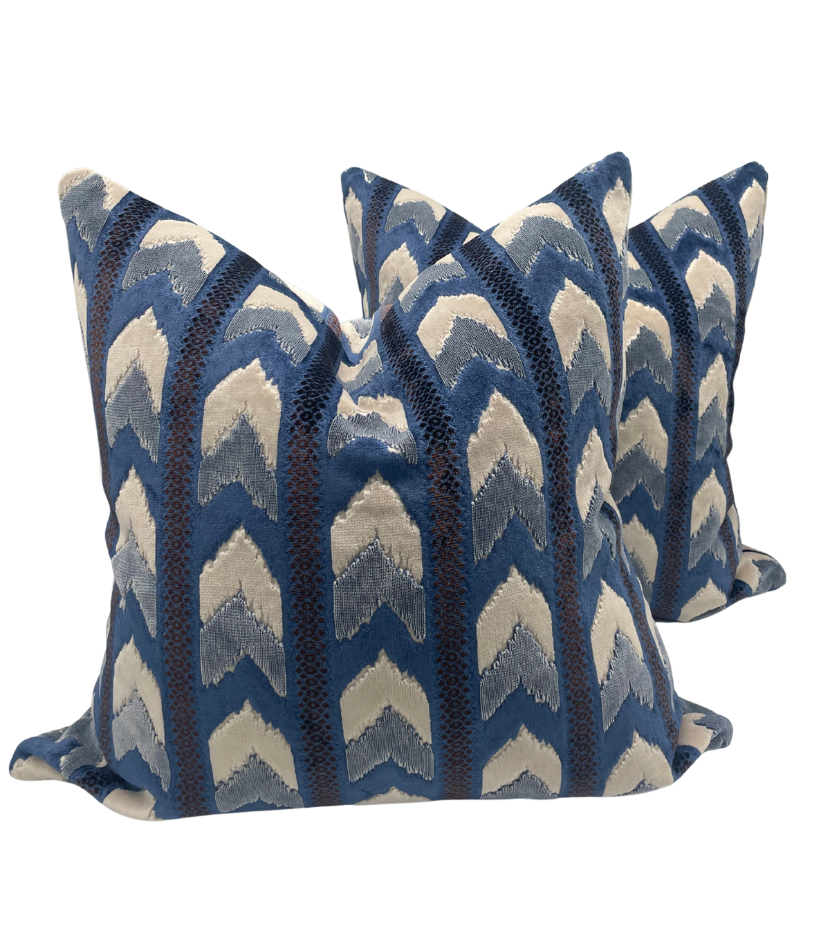 Upcycled Navy Sienna Fabric and Rodeo Home Chevron Pillows- A Pair