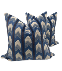 Upcycled Navy Sienna Fabric and Rodeo Home Chevron Pillows- A Pair