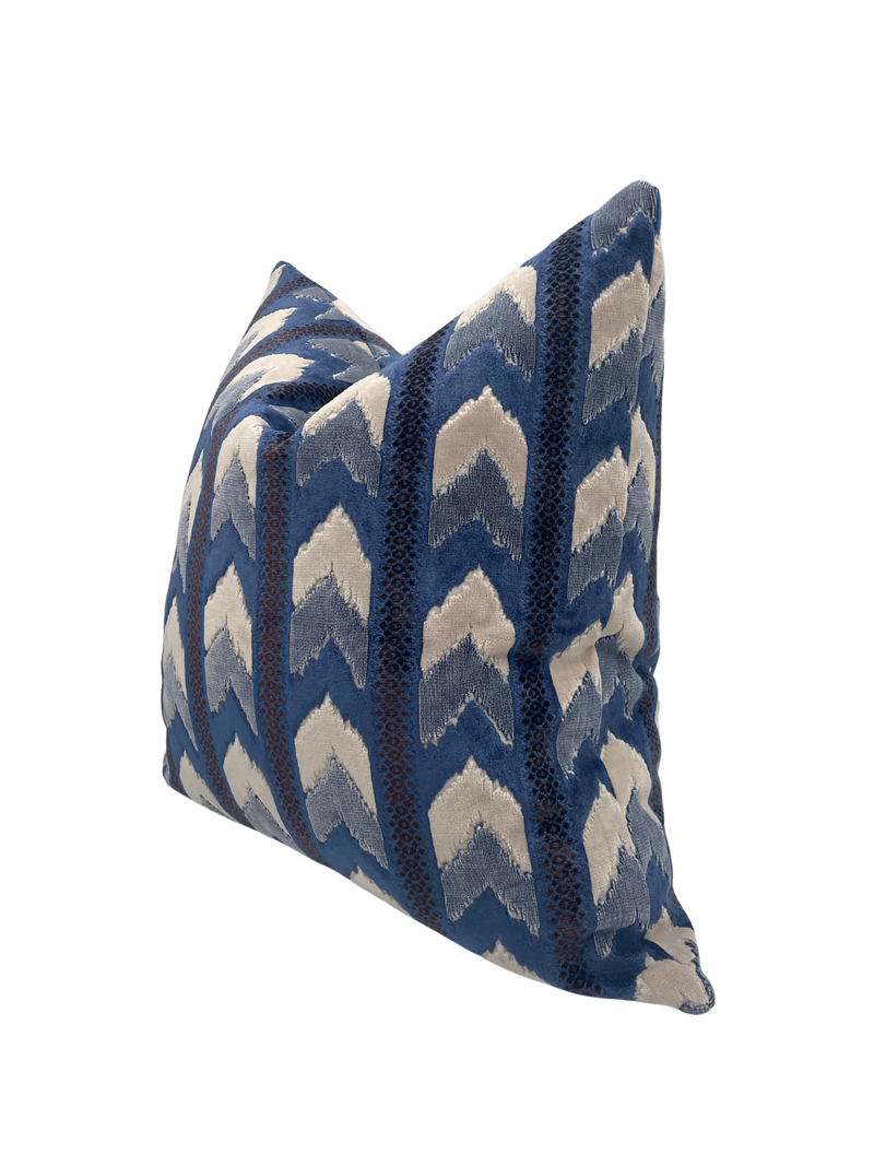 Upcycled Navy Sienna Fabric and Rodeo Home Chevron Pillows- A Pair