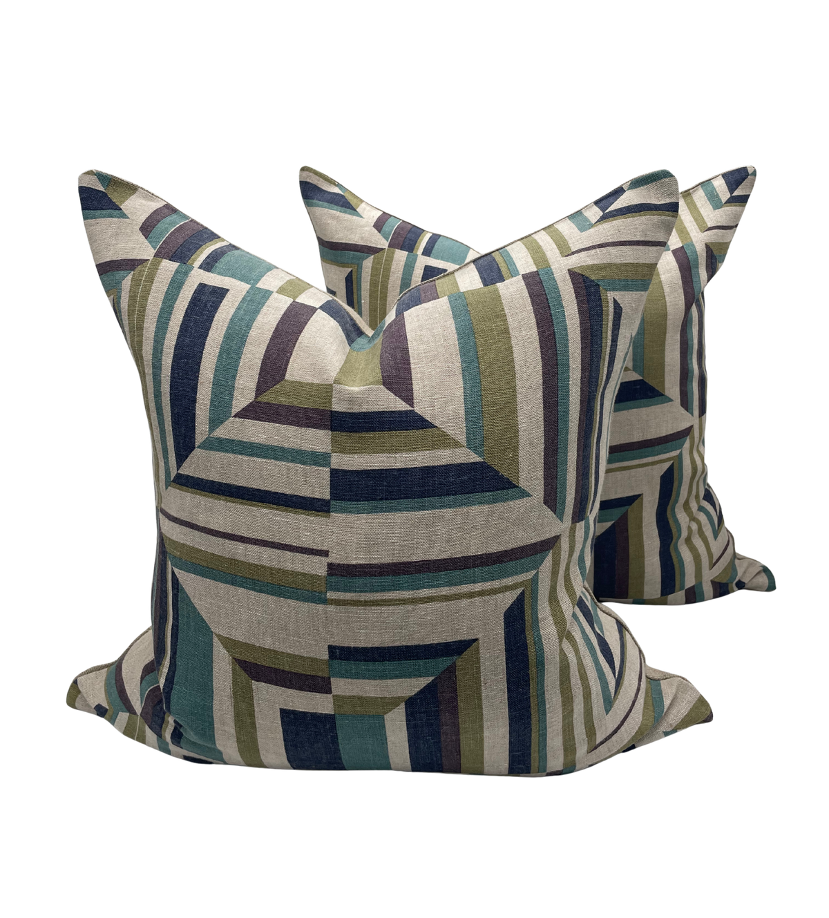 Upcycled Anna French Cubism Plum Pillows- A Pair