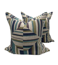 Upcycled Anna French Cubism Plum Pillows- A Pair