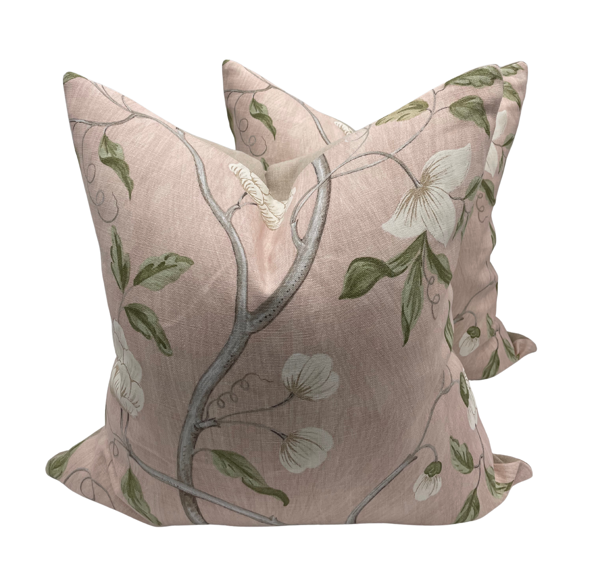 Upcycled Colefax & Fowler Snow Tree Pillows- A Pair