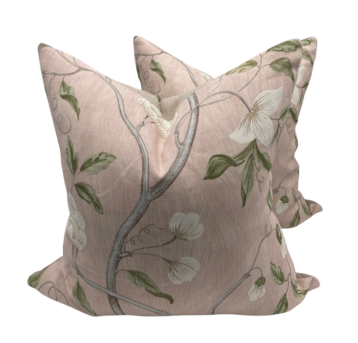 Upcycled Colefax & Fowler Snow Tree Pillows- A Pair