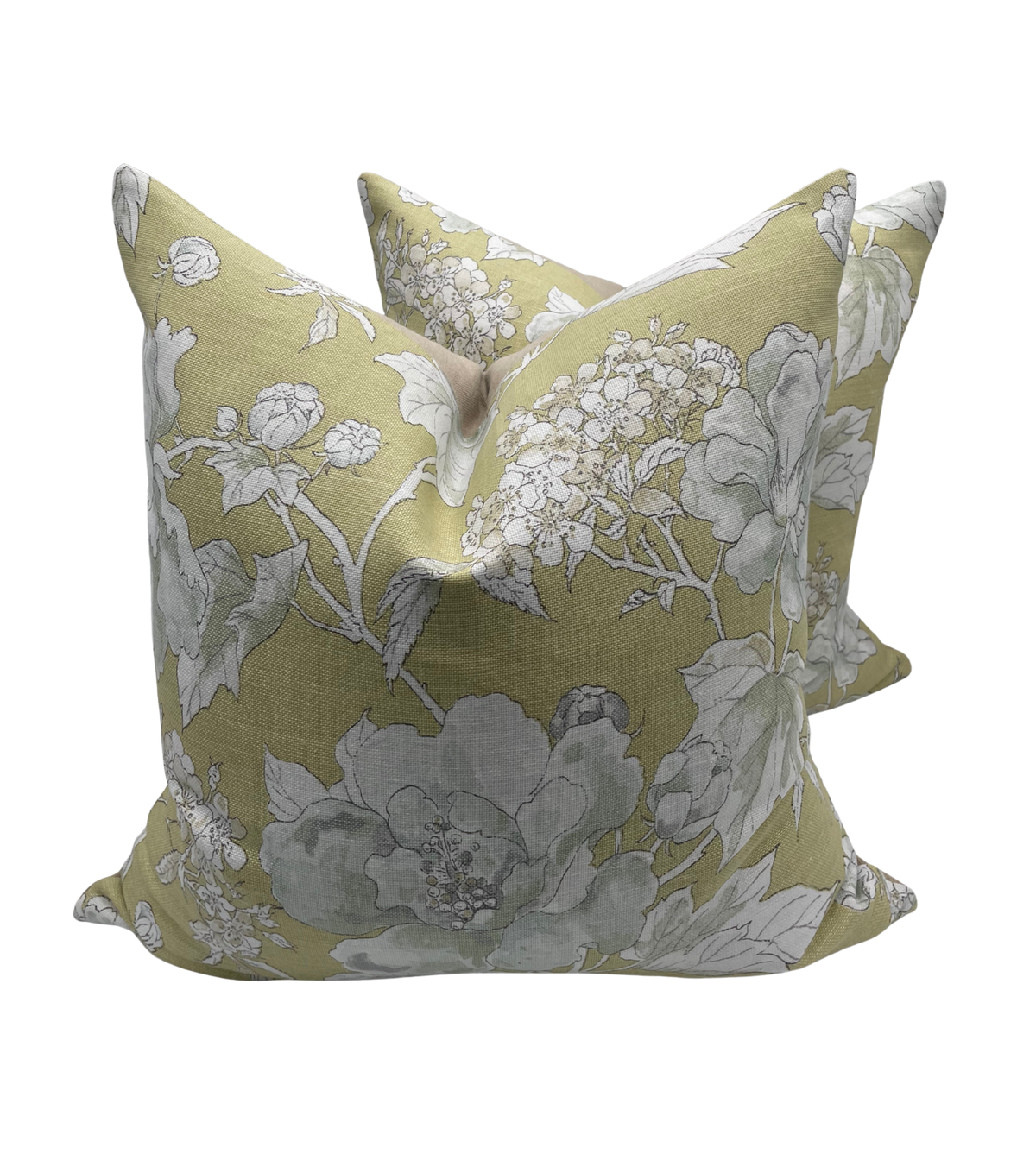 Upcycled Anna French Wild Floral Citron Pillows- A Pair