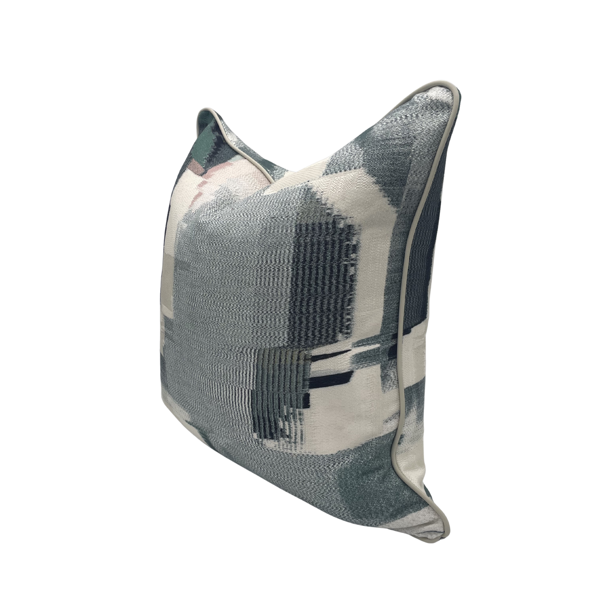 Upcycled Harlequin Perspective Emerald/Peony Pillows- A Pair